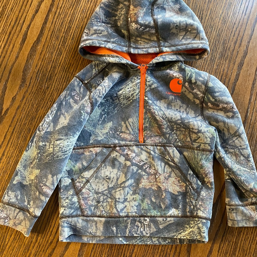 Carhartt Kids Camo Hoodie with Orange Accents